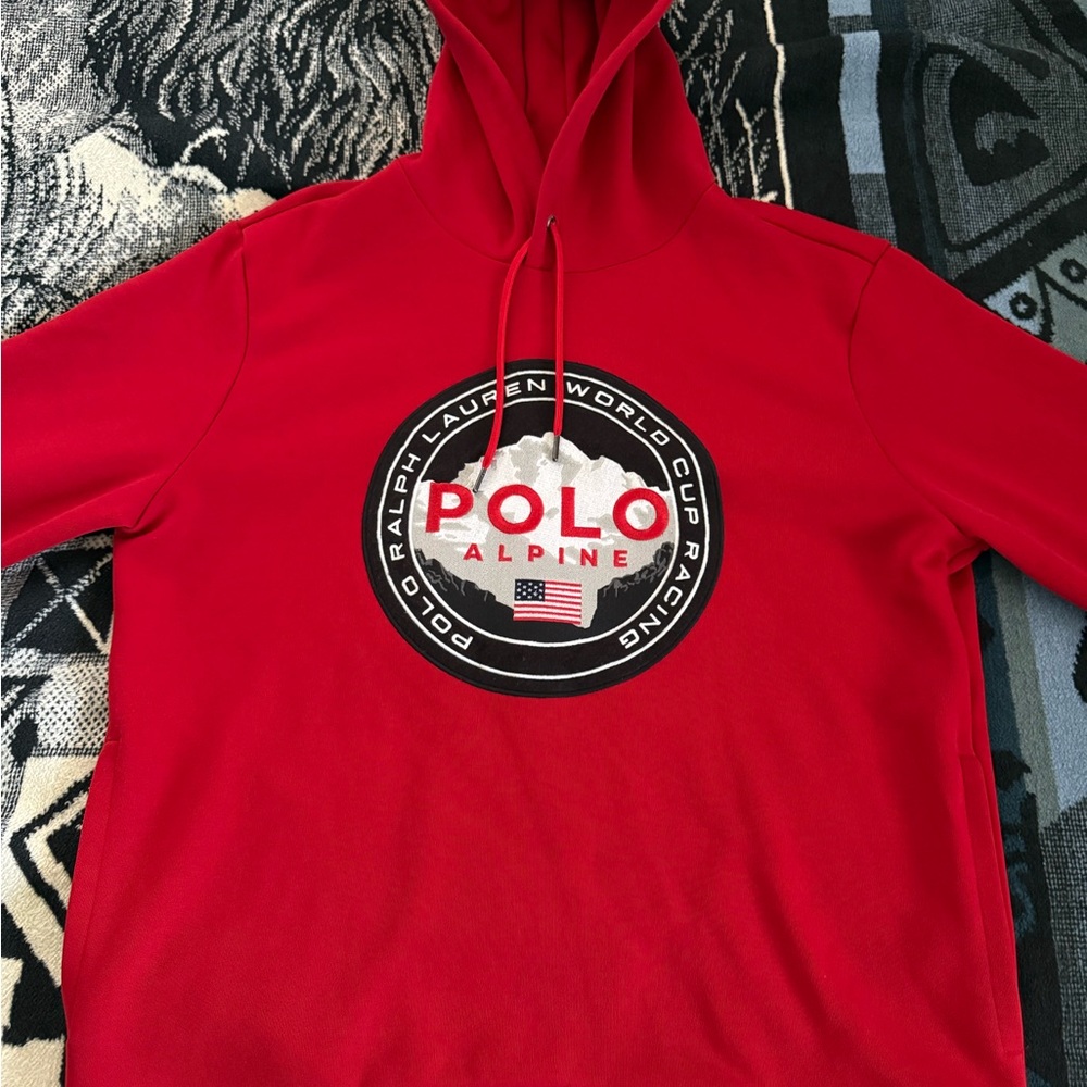 Polo Ralph Lauren Double Knit World Cup Alpine Racing Patchwork Pullover Hoodie